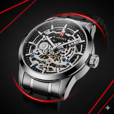 Relógio Naviforce Automático Original masculino em aço inoxidável com design sofisticado.